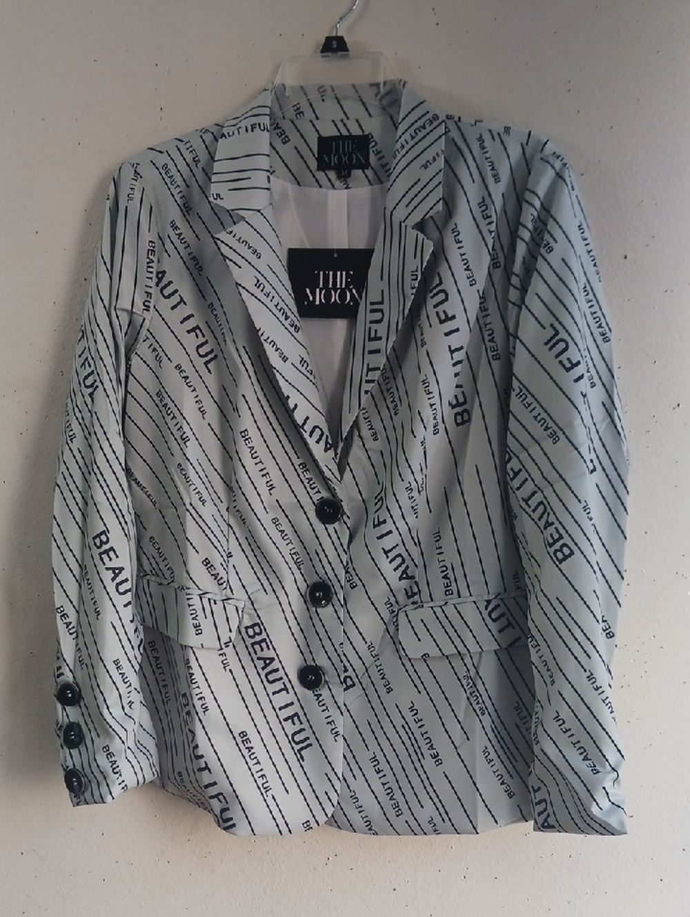The Moon Collection Women’s Mint & Black Patterned Blazer, Size Medium,Brand New